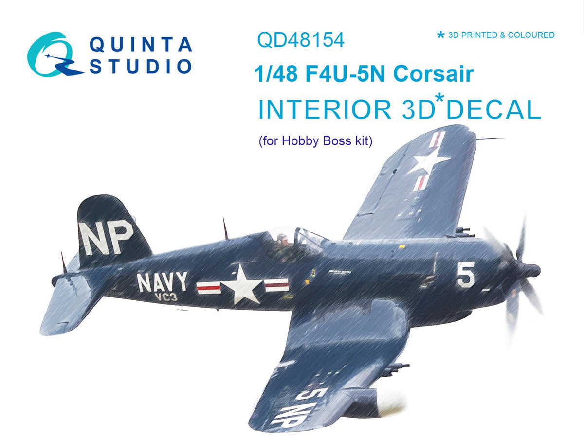 Vought F4U-5N Corsair 3D-Printed coloured Interior on decal paper designed to be used with Hobby Boss kits)