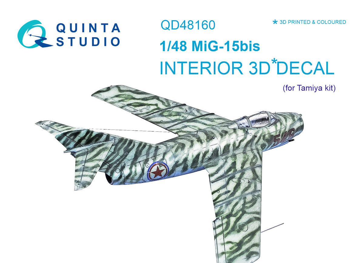 Mikoyan MiG-15 bis 3D-Printed coloured Interior on decal paper (designed to be used with Tamiya kits)
