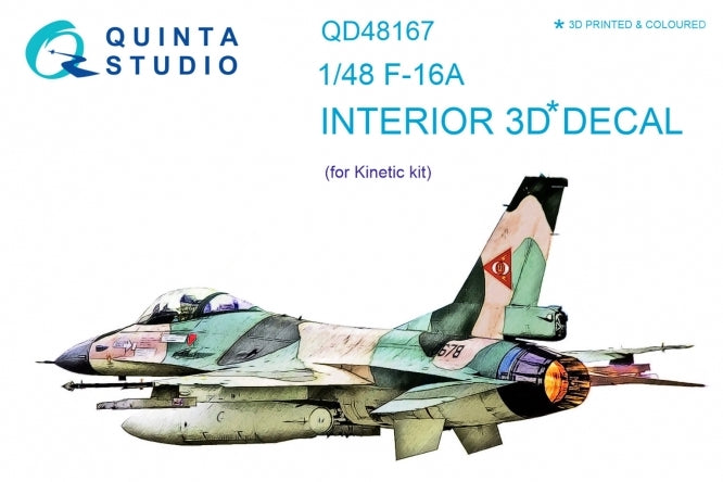 General-Dynamics F-16A 3D-Printed coloured Interior on decal paper (designed to be used with Kinetic Model kits)