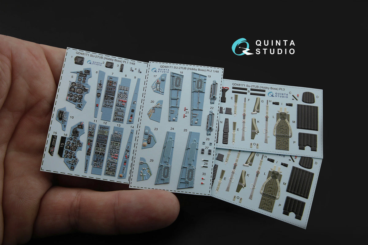 Sukhoi Su-27UB 3D-Printed coloured Interior on decal paper (designed to be used with Hobby Boss kits)