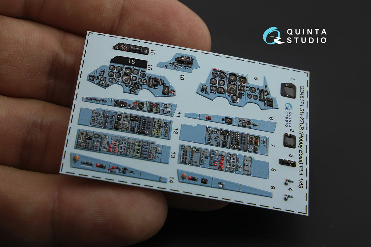 Sukhoi Su-27UB 3D-Printed coloured Interior on decal paper (designed to be used with Hobby Boss kits)