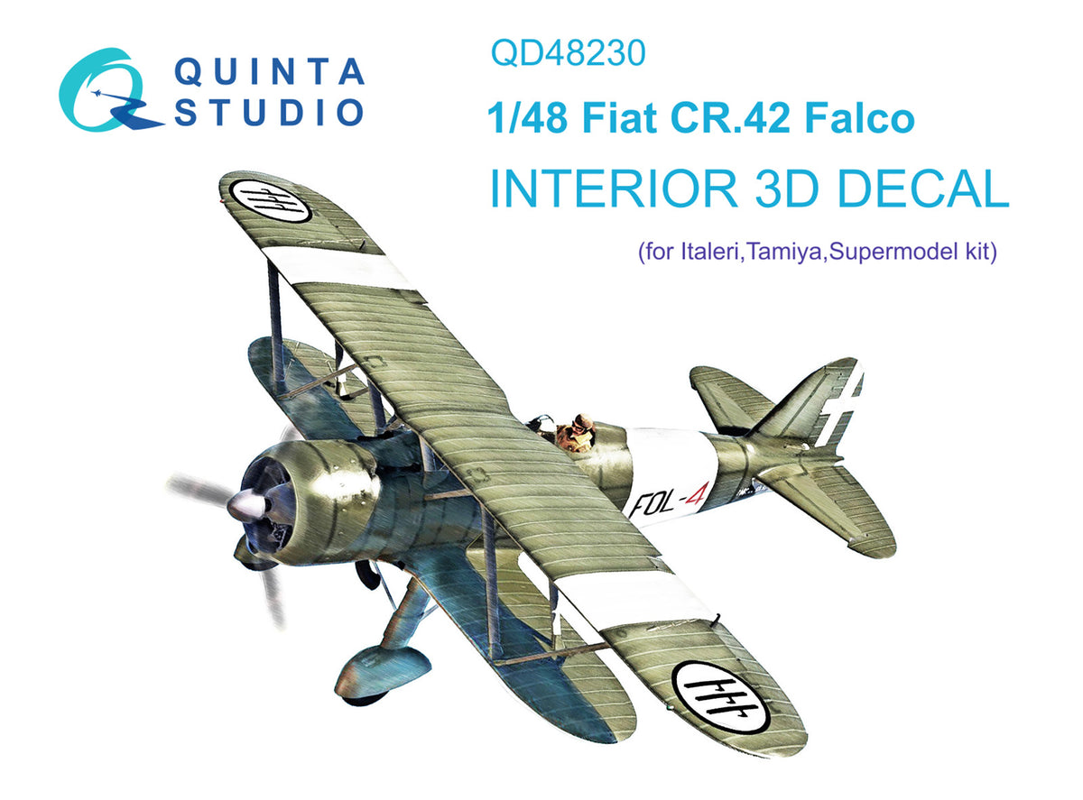 Fiat CR.42 Falco 3D-Printed coloured Interior on decal paper (designed to be used with Italeri kits)