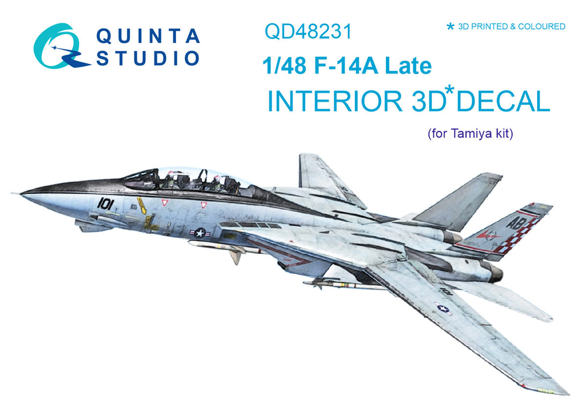 Grumman F-14A Tomcat Late version 3D-Printed coloured Interior on decal paper (designed to be used with Tamiya kits)(Code number was changed from QD48222)