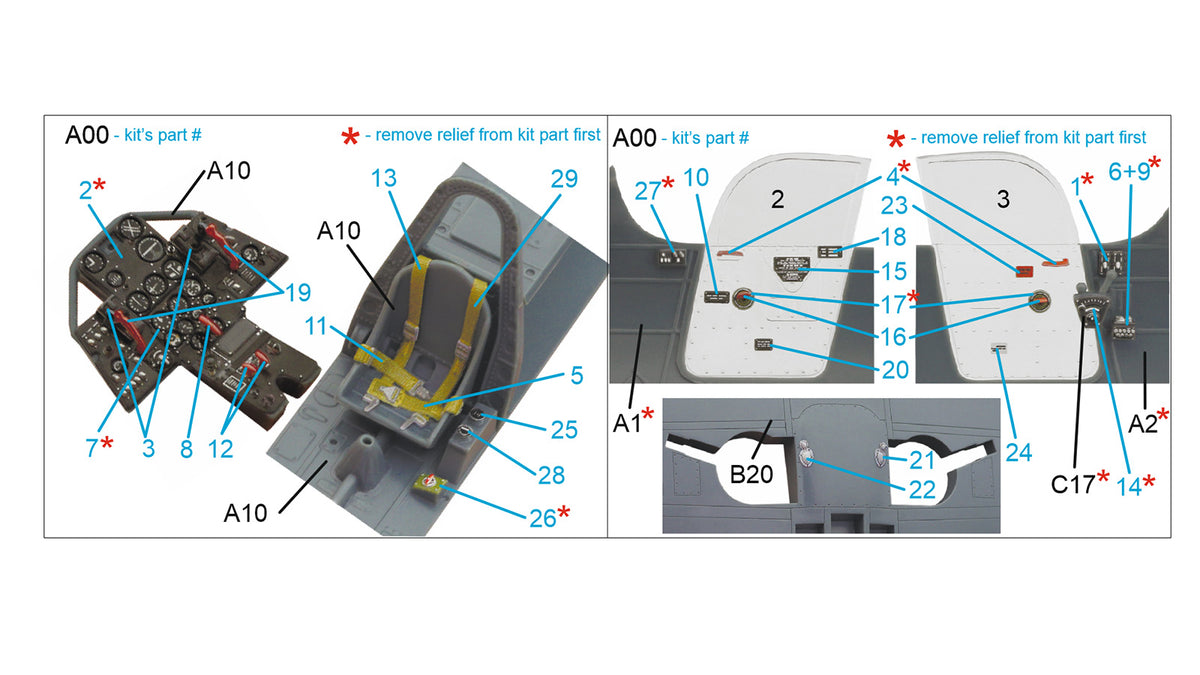 Bell P-39 3D-Printed coloured Interior on decal paper (designed to be used with Eduard kits)[P-39D / P-39N P-39Q/N P-39/P-400 P-39K/N P-39L/N]
