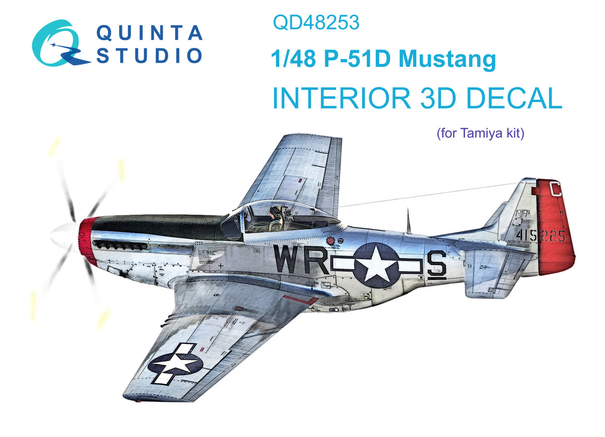 North-American P-51D Mustang 3D-Printed coloured Interior on decal paper (designed to be used with Tamiya kits)