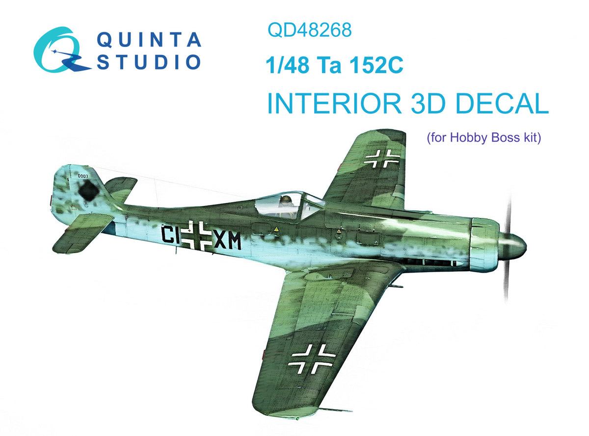 Focke-Wulf Ta-152C 3D-Printed coloured Interior on decal paper (designed to be used with Hobby Boss kits)[Ta-152C-0 Ta-152C-1 Ta-152C-1/R14 Ta-152C-11]