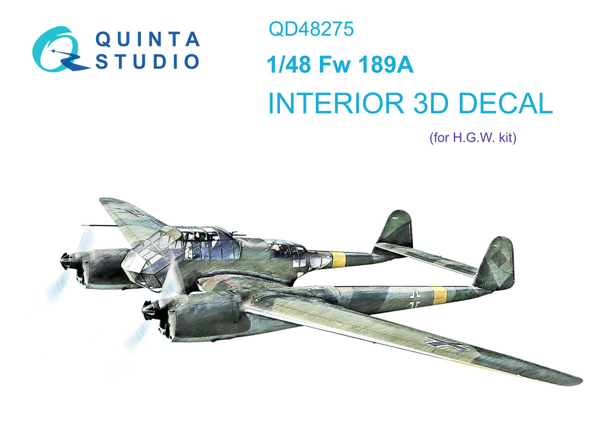 Focke-Wulf Fw-189A 3D-Printed coloured Interior on decal paper (designed to be used with Great Wall Hobby kits)