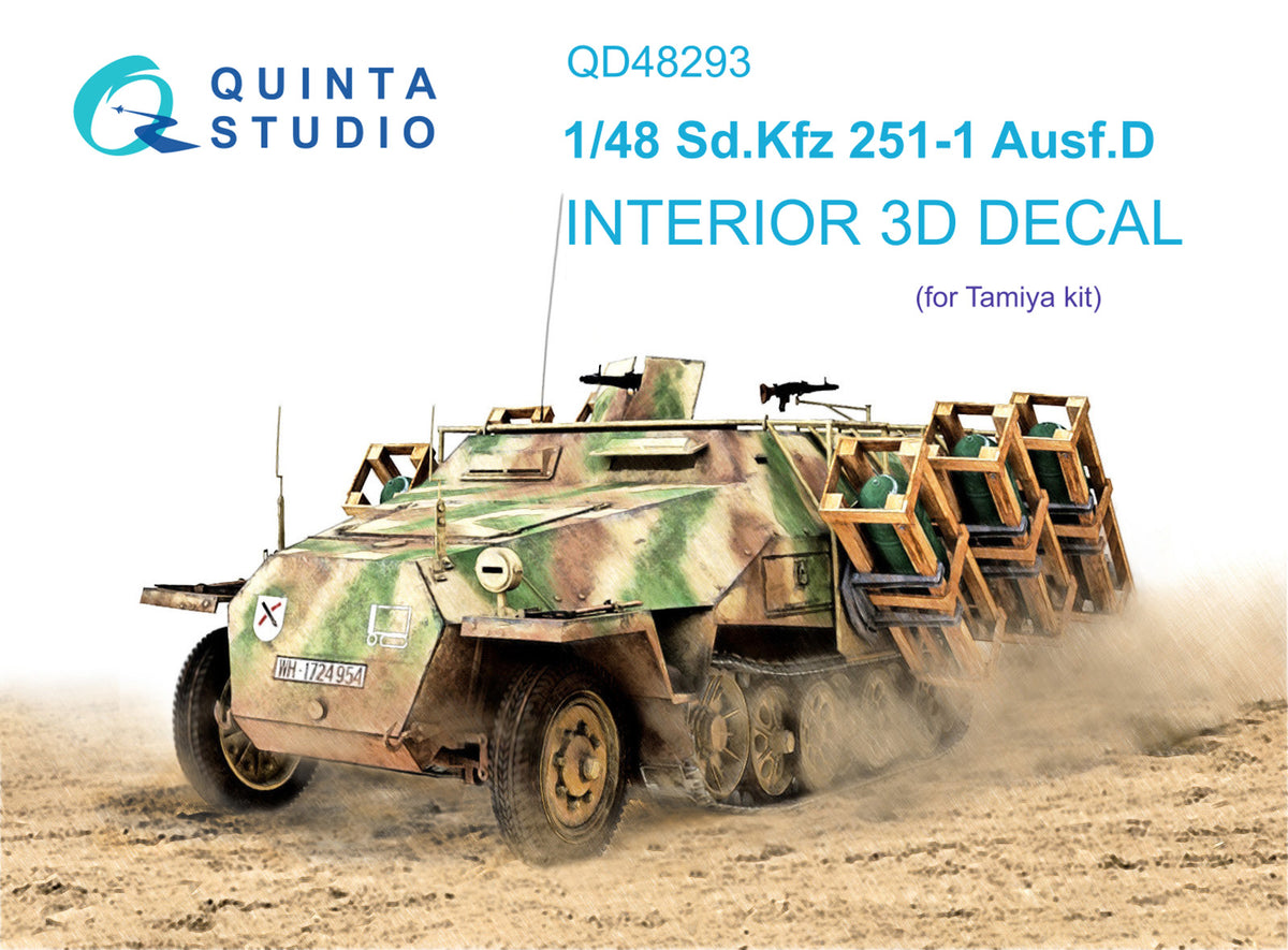 Sd.Kfz.251/1 Ausf.D 3D-Printed coloured Interior on decal paper (designed to be used with Tamiya kits)