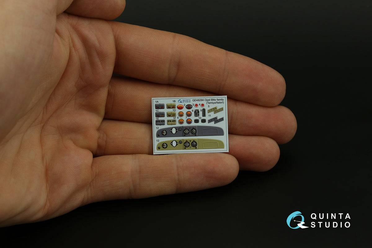 Opel Blitz family 3D-Printed coloured Interior on decal paper (designed to be used with Tamiya/Italeri kits)