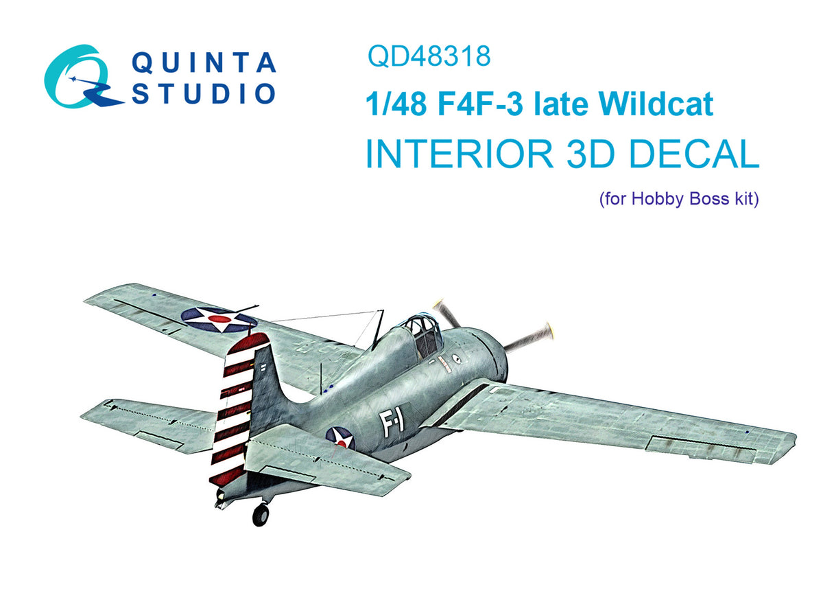 Grumman F4F-3 Wildcat late 3D-Printed coloured Interior on decal paper (designed to be used with Hobby Boss kits)