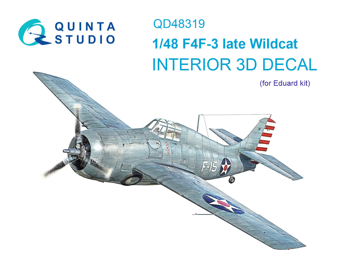 Grumman F4F-3 Wildcat late 3D-Printed coloured Interior on decal paper (designed to be used with Eduard kits)