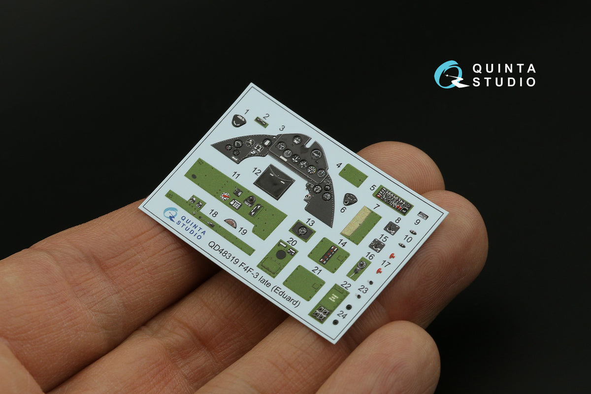 Grumman F4F-3 Wildcat late 3D-Printed coloured Interior on decal paper (designed to be used with Eduard kits)