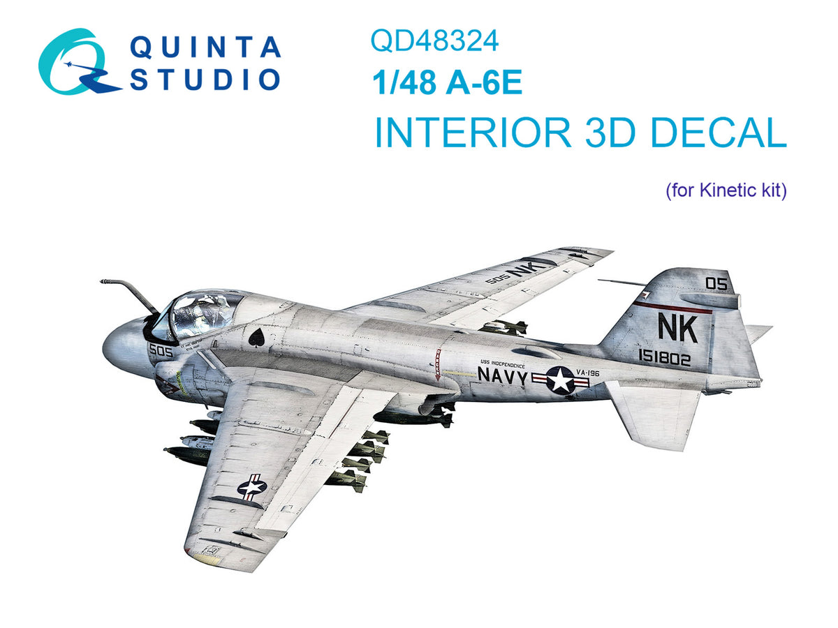 Grumman A-6E 3D-Printed coloured Interior on decal paper (designed to be used with Kinetic Model kits)
