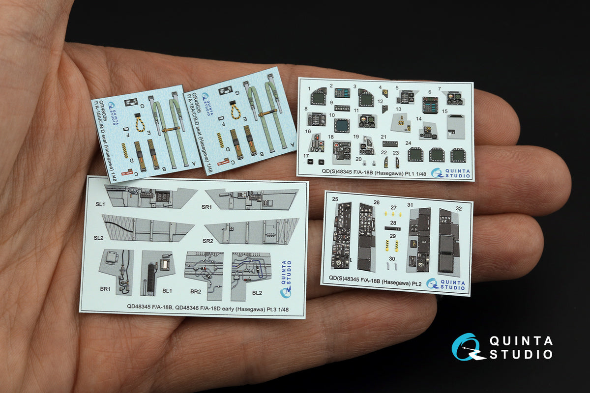 Boeing F/A-18B 3D-Printed coloured Interior on decal paper (designed to be used with Hasegawa kits)