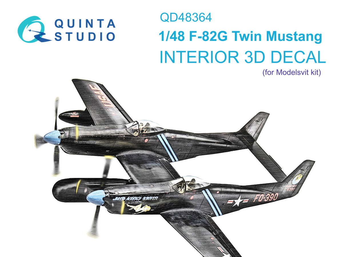 North-American F-82G Twin Mustang 3D-Printed coloured Interior on decal paper (designed to be used with Modelsvit kits)
