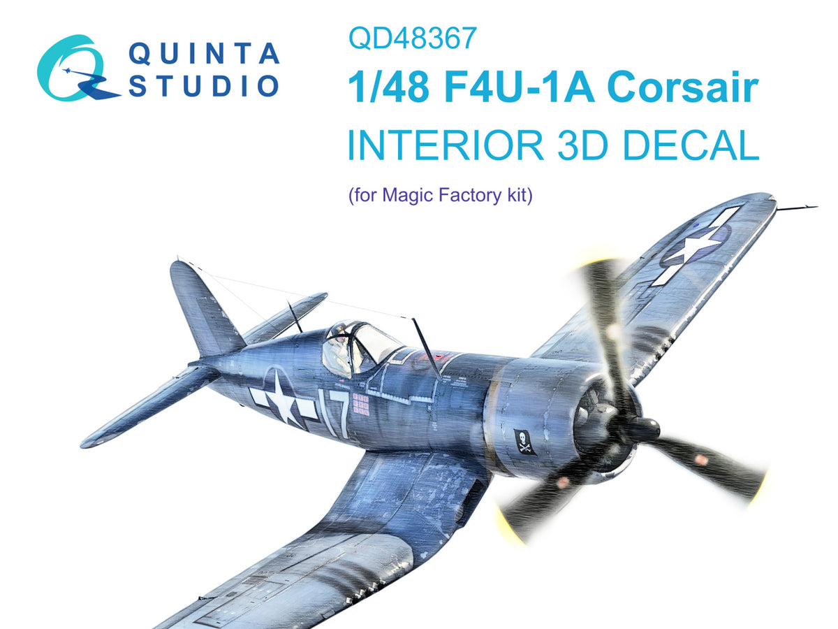 Vought F4U-1A Corsair 3D-Printed coloured Interior on decal paper (designed to be used with Magic Factory kits)
