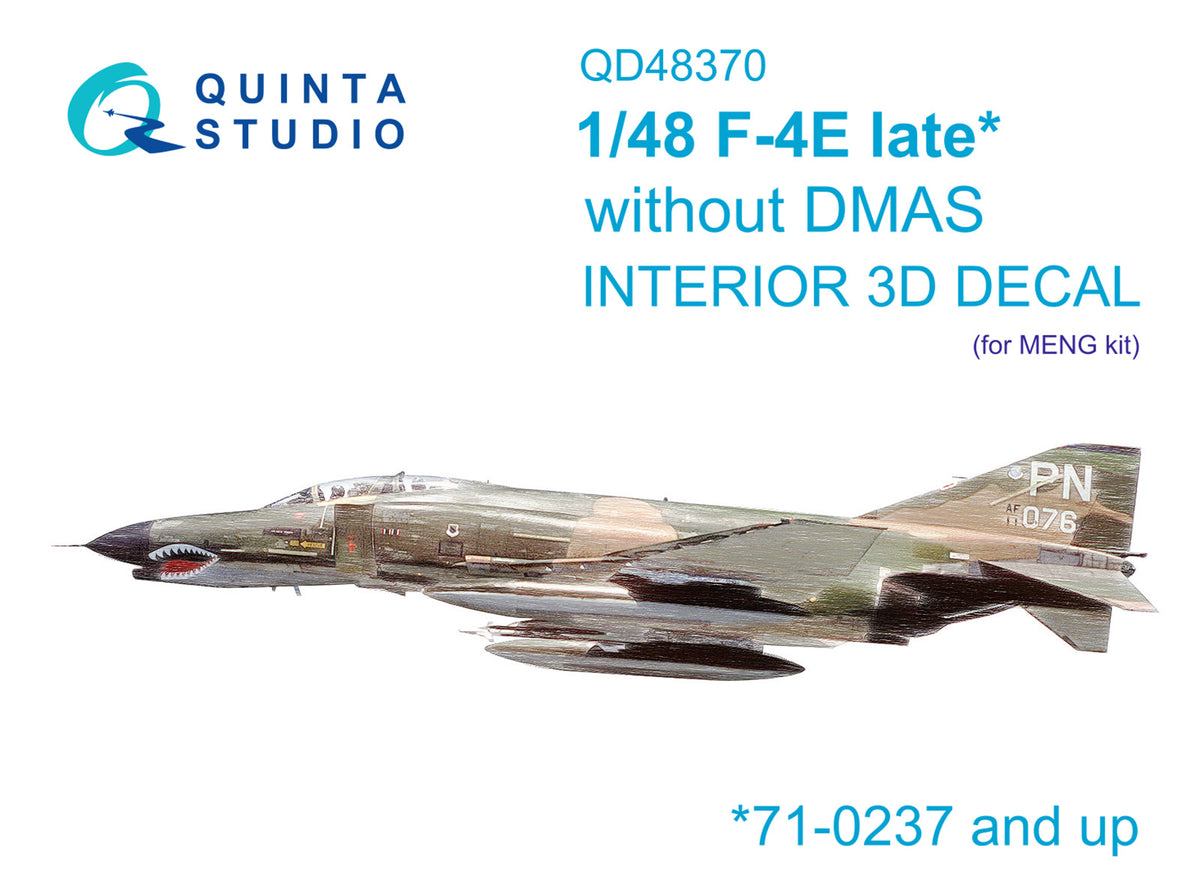 McDonnell F-4E Phantom late without DMAS 3D-Printed coloured Interior on decal paper (designed to be used with Meng Model kits)