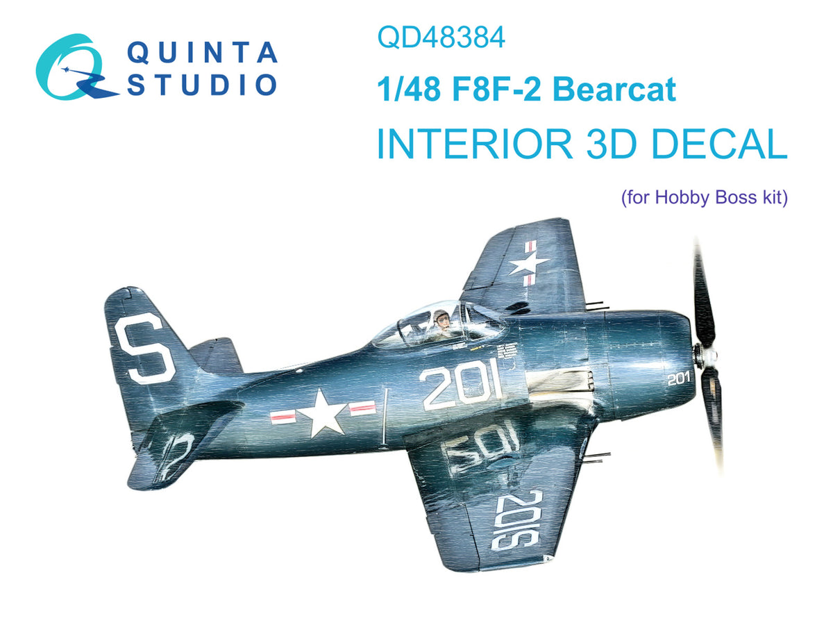 Grumman F8F-2 Bearcat 3D-Printed coloured Interior on decal paper (designed to be used with Hobby Boss kits)