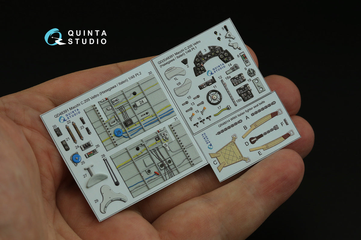 Macchi C.205 Veltro 3D-Printed coloured Interior on decal paper (designed to be used with Hasegawa and Italeri kits)