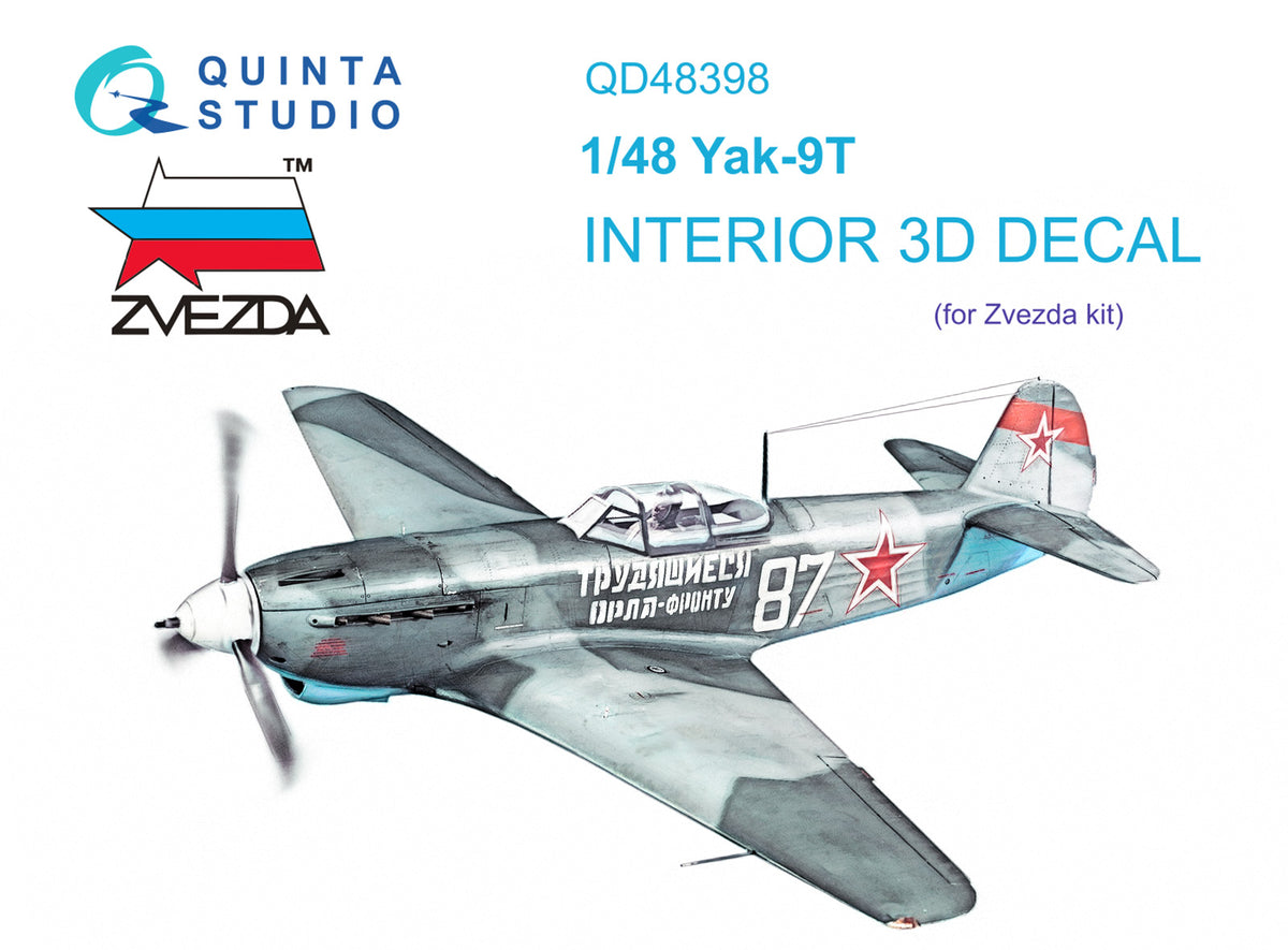 Yakovlev Yak-9T 3D-Printed coloured Interior on decal paper (designed to be used with Zvezda kits)