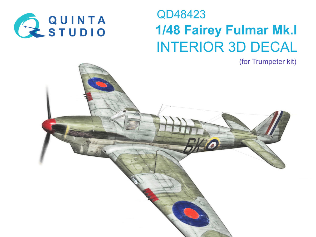 Fairey Fulmar Mk.I 3D-Printed coloured Interior on decal paper (designed to be used with Trumpeter kits)