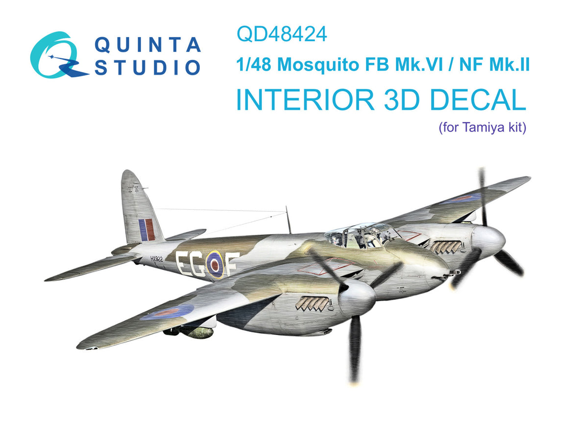 de Havilland Mosquito FB Mk.VI/NF Mk.II 3D-Printed coloured Interior on decal paper (designed to be used with Tamiya kits)
