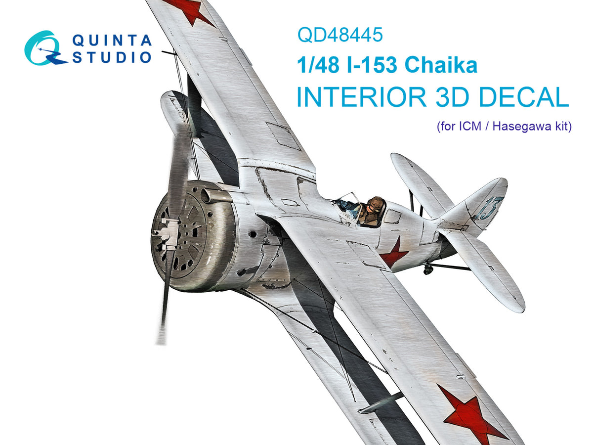 Polikarpov I-153 3D-Printed coloured Interior on decal paper (designed to be used with Hasegawa and ICM UA UK kits)