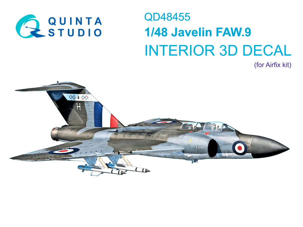Gloster Javelin FAW.9 3D-Printed & coloured Interior on decal paper  (designed to be used with Airfix kits)