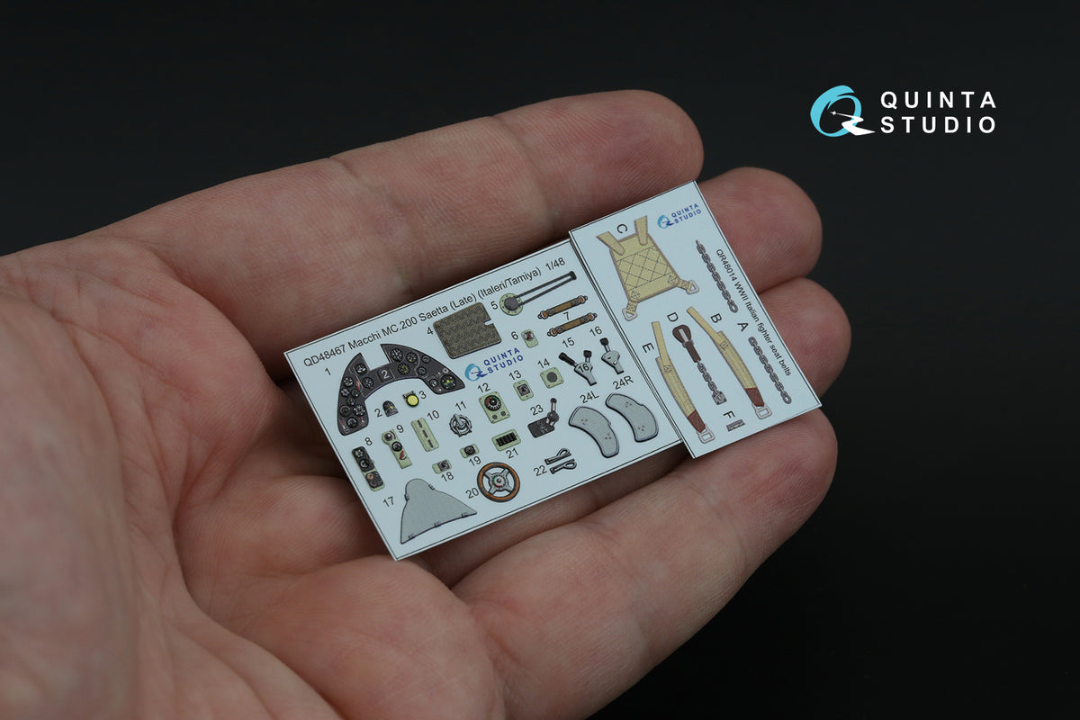 Macchi C.200 Saetta (Late) 3D-Printed coloured Interior on decal paper (designed to be used with Italeri and Tamiya kits)