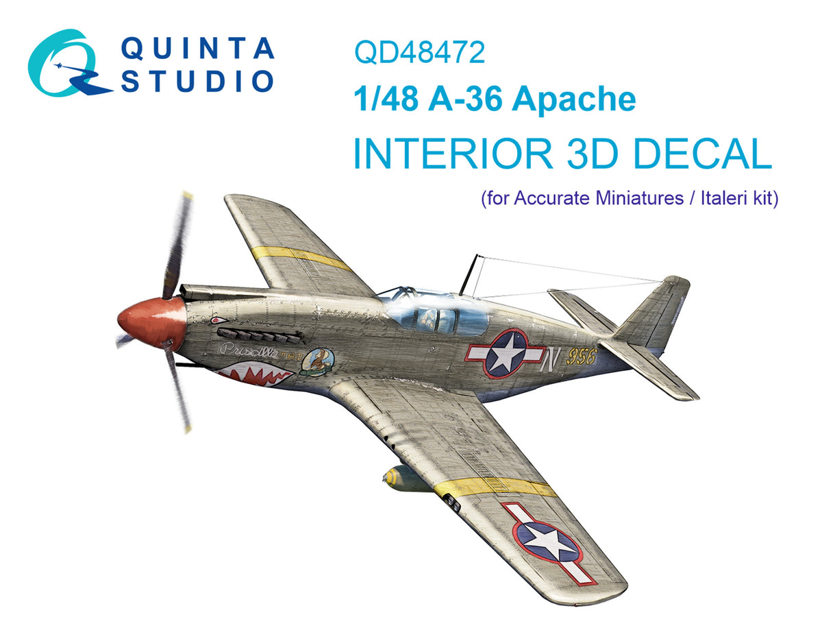 North-American A-36 Apache 3D-Printed coloured Interior on decal paper (designed to be used with Accurate Miniatures and Italeri kits)