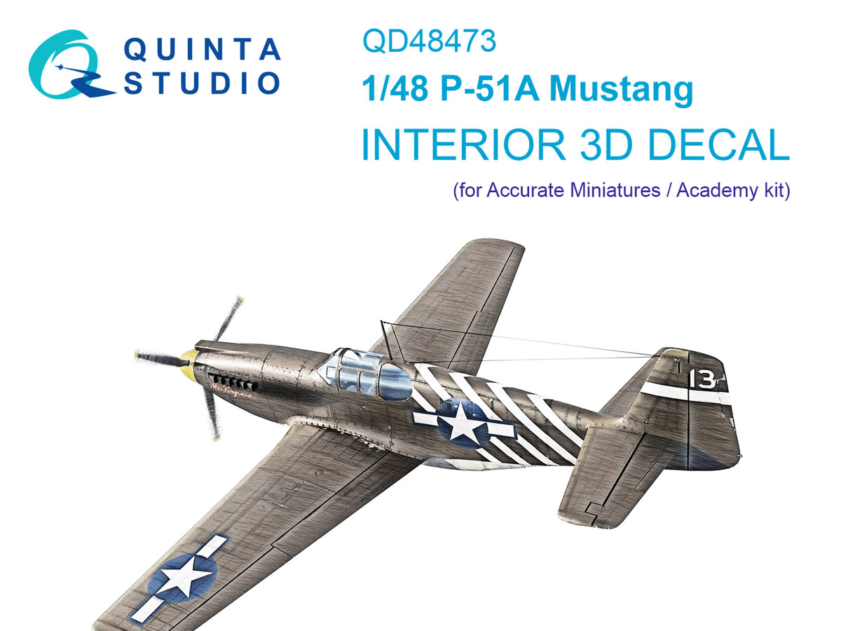 North-American P-51A 3D-Printed coloured Interior on decal paper (designed to be used with Academy and Accurate Miniatures kits)