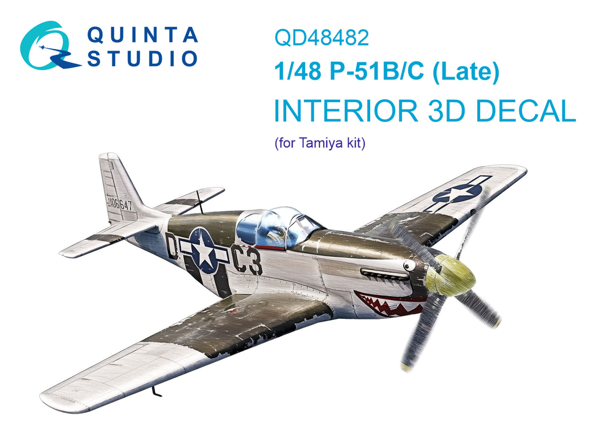 North-American P-51B/C (Late) 3D-Printed coloured Interior on decal paper (designed to be used with Tamiya kits)