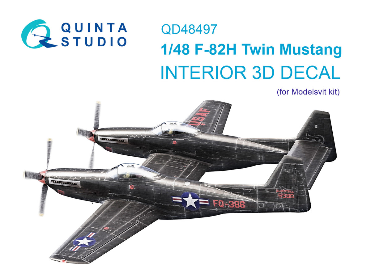 North-American F-82H Twin Mustang 3D-Printed coloured Interior on decal paper (designed to be used with Modelsvit kits)