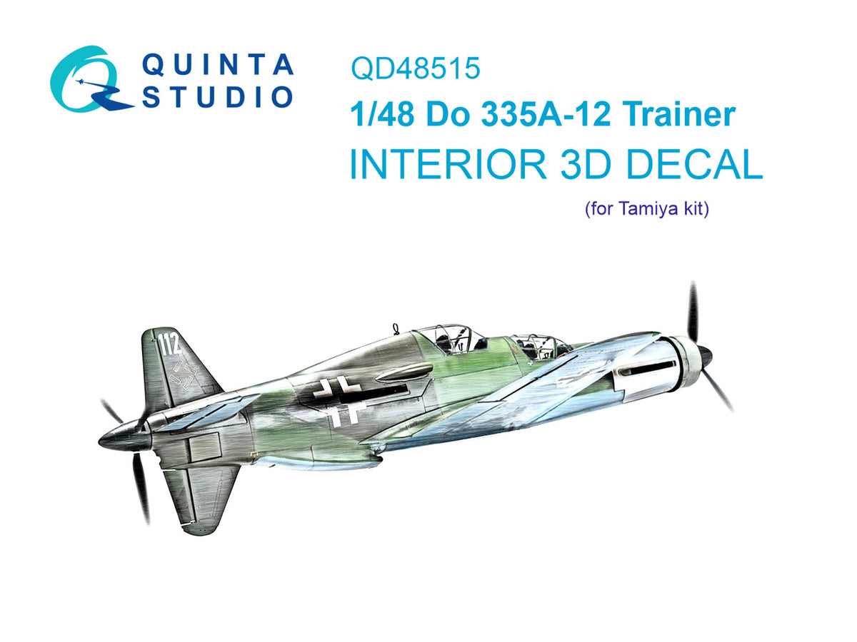 Dornier Do-335A-12 Trainer 3D-Printed coloured Interior on decal paper (designed to be used with Tamiya)