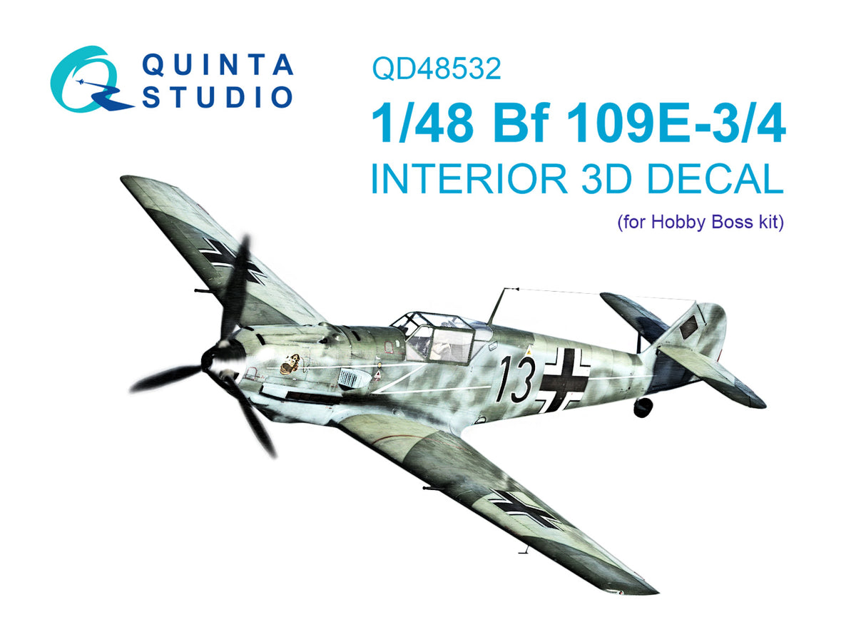 Messerschmitt Bf-109E-3/4 3D-Printed & coloured Interior on decal paper (designed to be used with Hobby Boss kits)