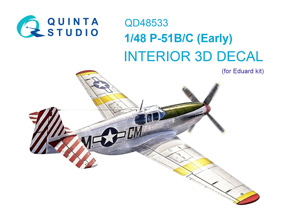 North-American P-51B/C Mustang Early 3D-Printed coloured Interior on decal paper (designed to be used with Eduard kits)[P-51C]