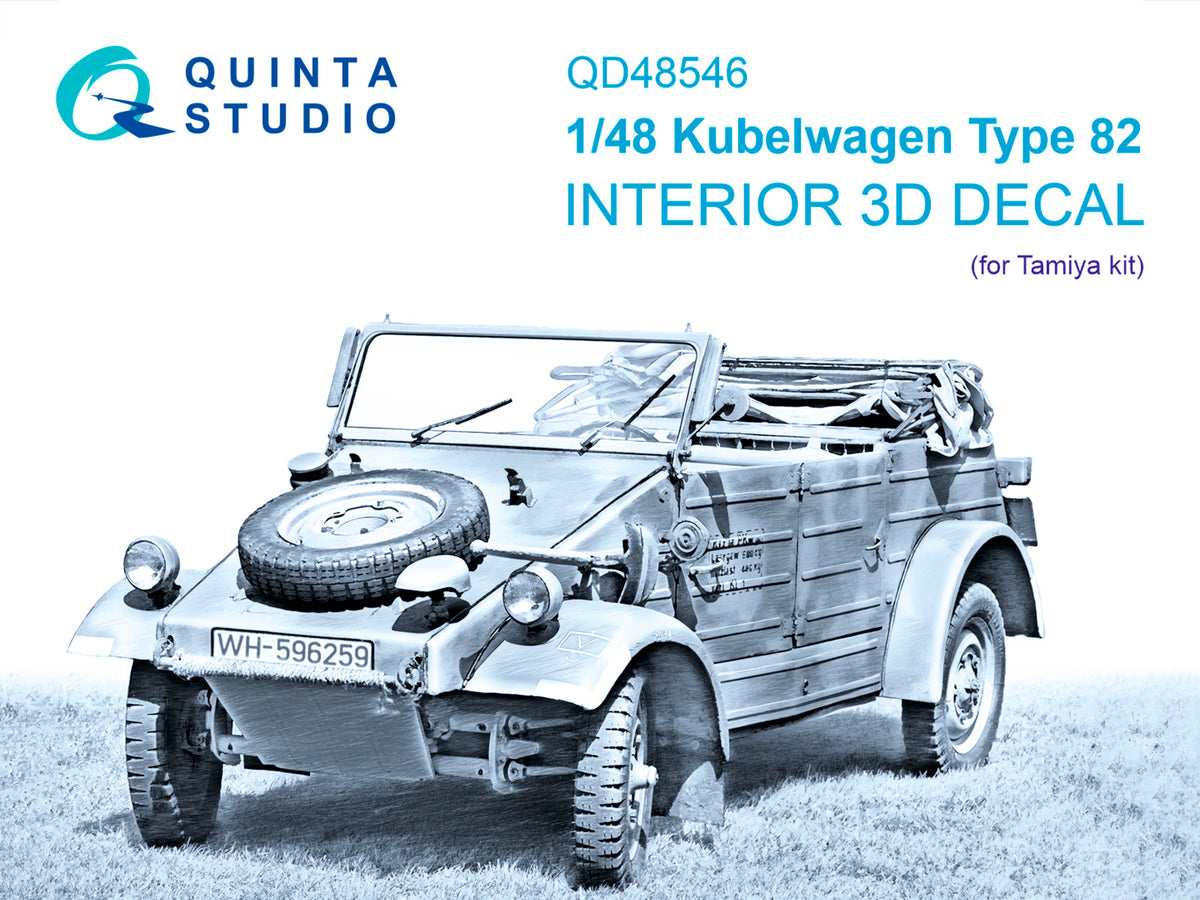 Kubelwagen Type 82 3D-Printed & coloured Interior on decal paper (designed to be used with Tamiya kits)