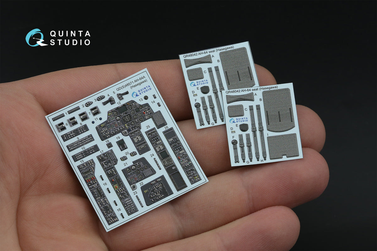 Bell/Boeing AH-64A 3D-Printed & coloured Interior on decal paper (designed to be used with Hasegawa kits)