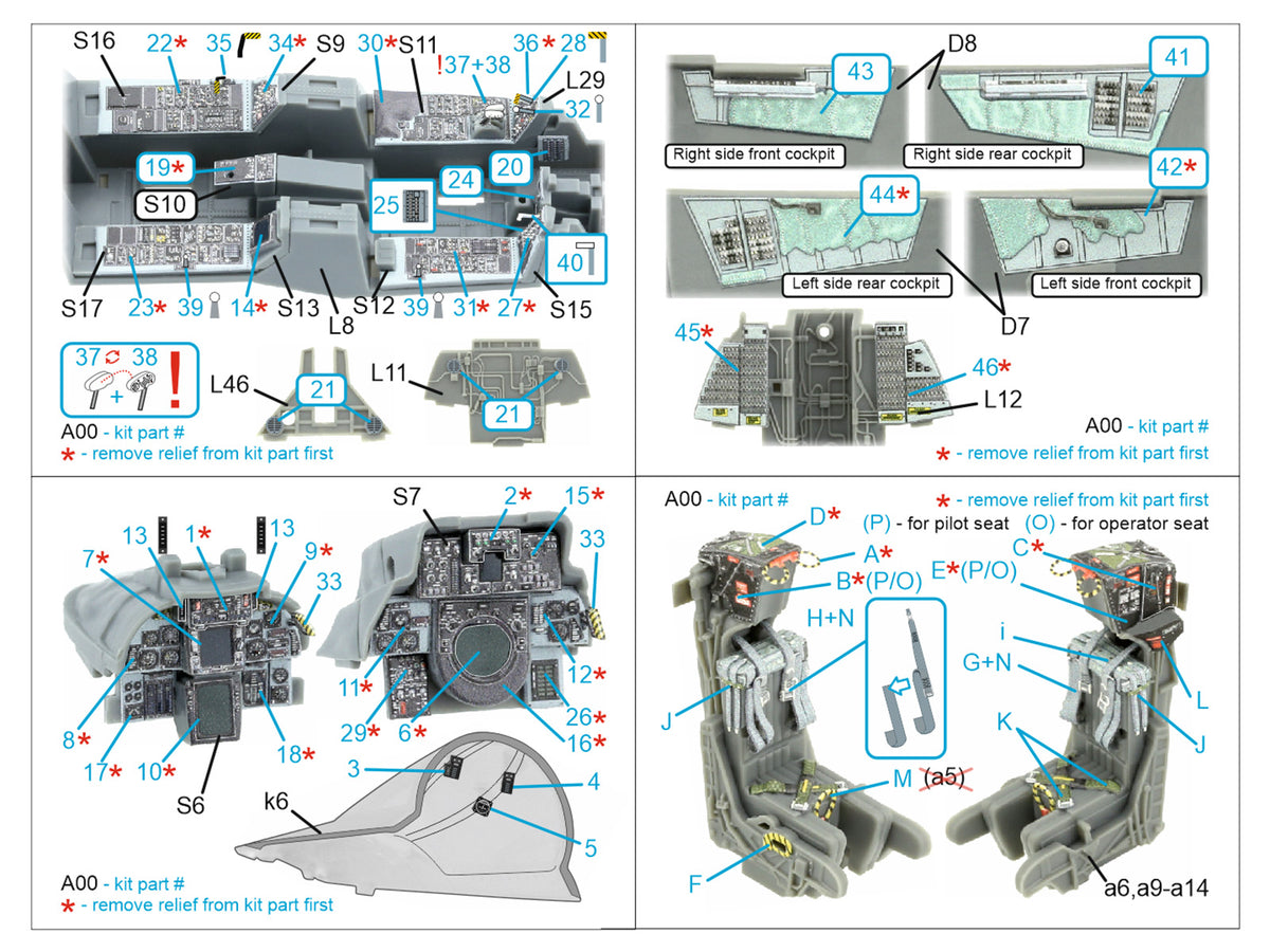 Grumman F-14A Tomcat 3D-Printed & coloured Interior on decal paper (designed to be used with Great Wall Hobby kits)