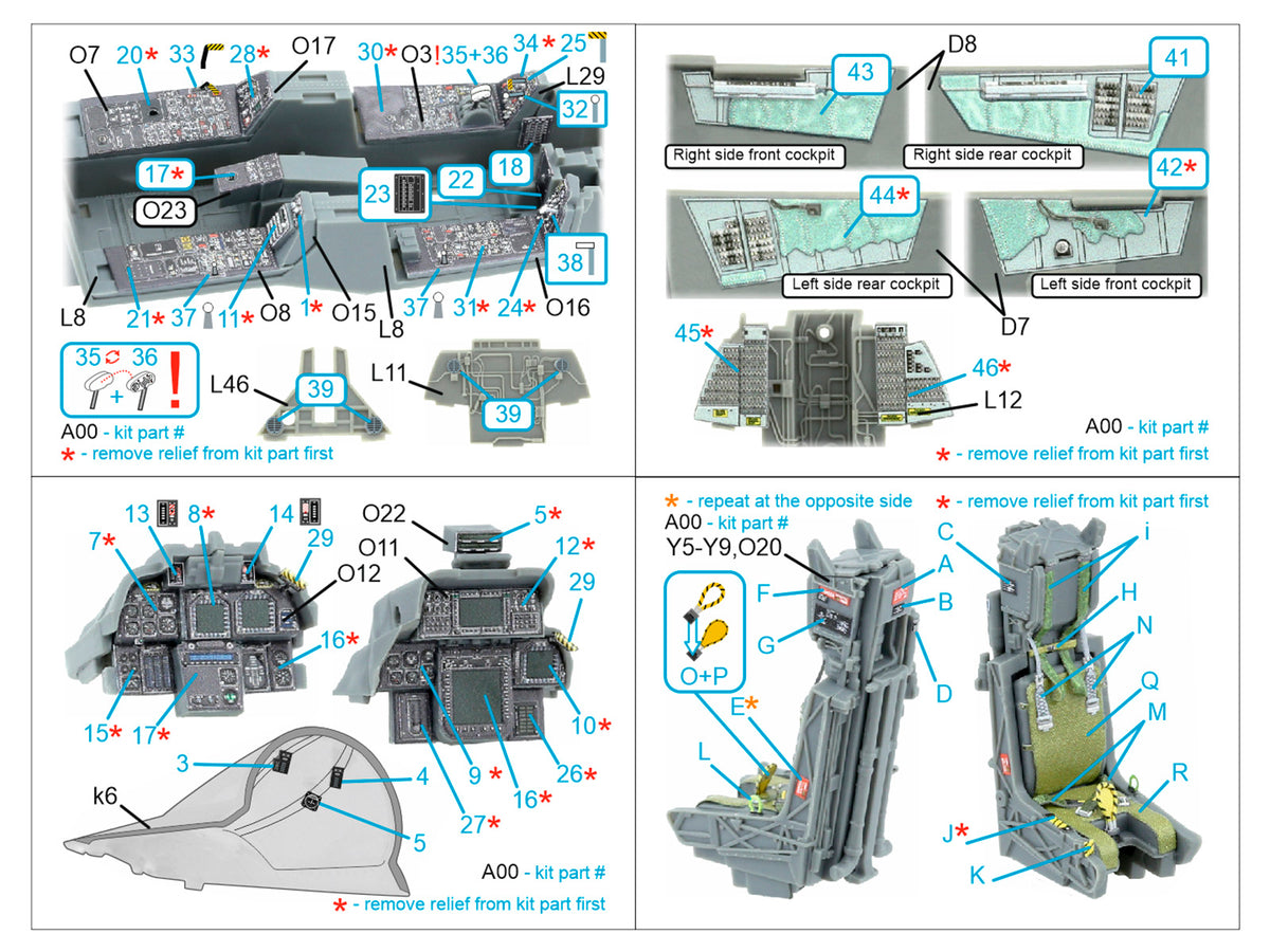 Grumman F-14D Super Tomcat 3D-Printed & coloured Interior on decal paper (designed to be used with Great Wall Hobby kits)