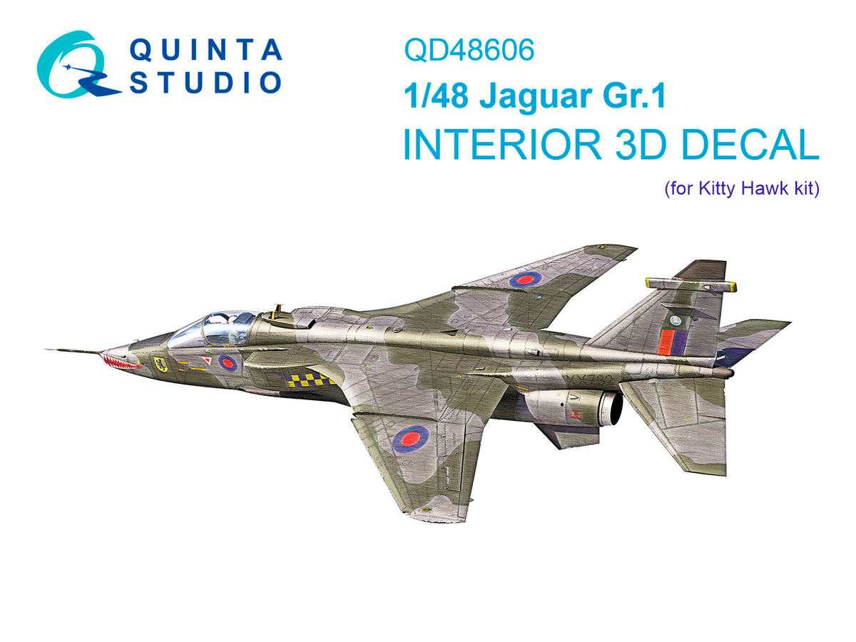 Sepecat Jaguar Gr.1 3D-Printed & coloured Interior on decal paper (designed to be used with Kitty Hawk Models Models and Zimi Model kits)