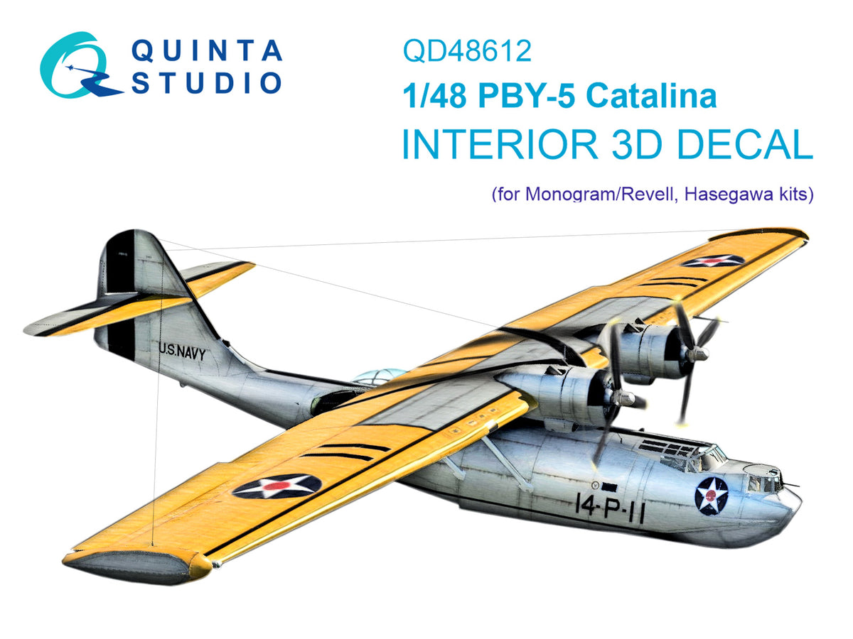 Consolidated PBY-5 Catalina 3D-Printed & coloured Interior on decal paper (designed to be used with Monogram and Revell kits)