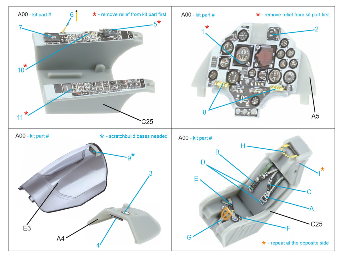 Douglas A-4E Skyhawk 3D-Printed & coloured Interior on decal paper (designed to be used with Hobby Boss kits)