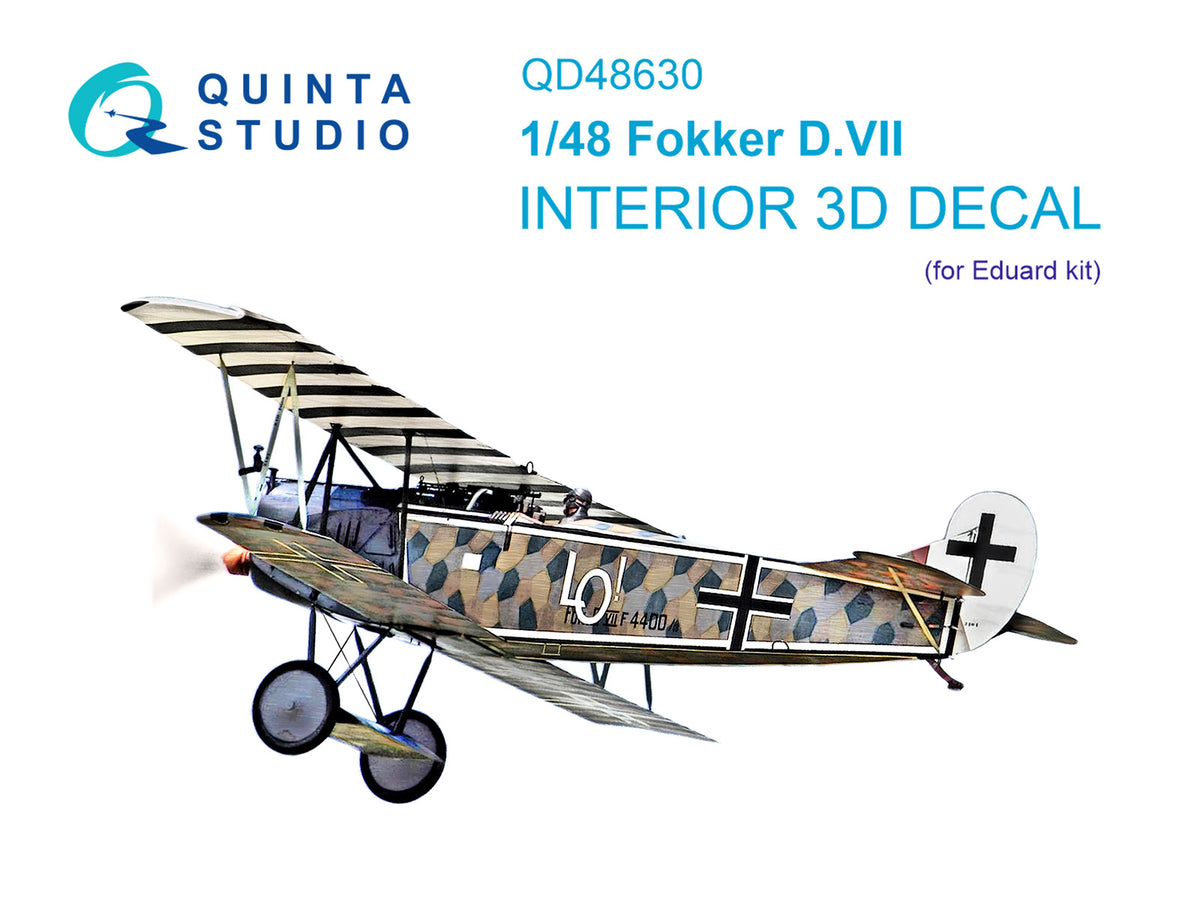 Fokker D.VII 3D-Printed & coloured Interior on decal paper (designed to be used with Eduard kits)
