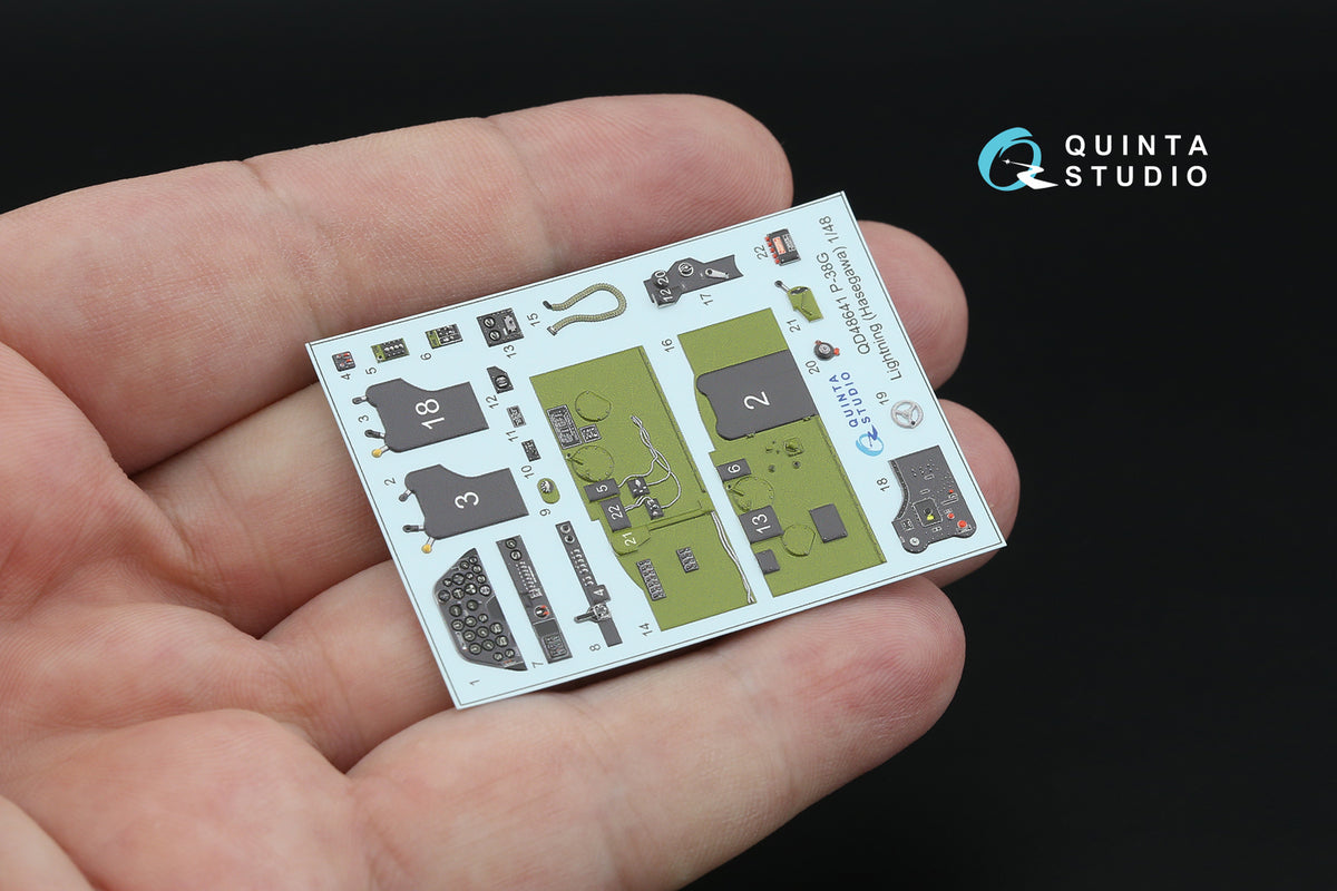 Lockheed P-38G Lightning 3D-Printed & coloured Interior on decal paper (designed to be used with Hasegawa kits)