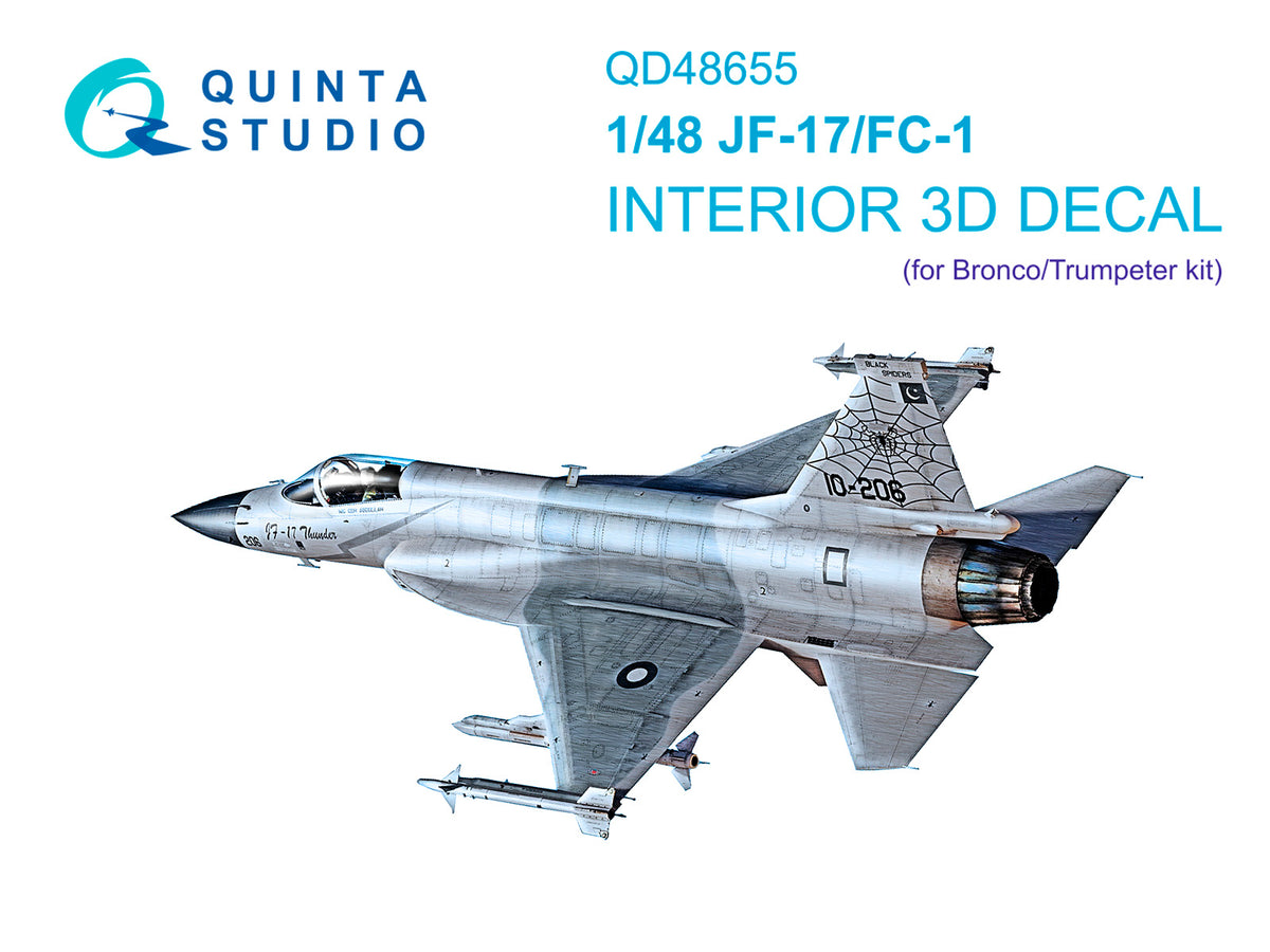 PAC/CAC JF-17/FC-1 3D-Printed & coloured Interior on decal paper (designed to be used with Bronco and Trumpeter kits)