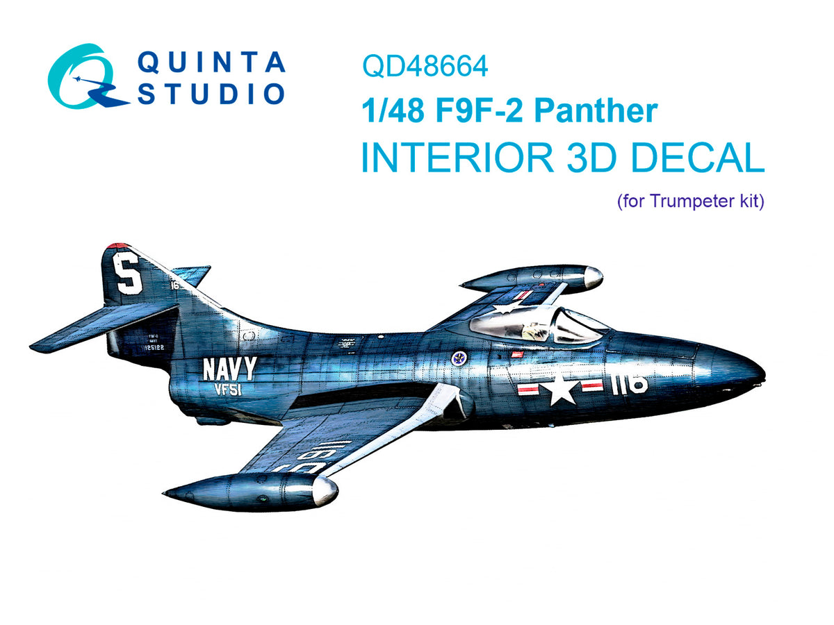 Grumman F9F-2 Panther 3D-Printed & coloured Interior on decal paper (designed to be used with Trumpeter kits)