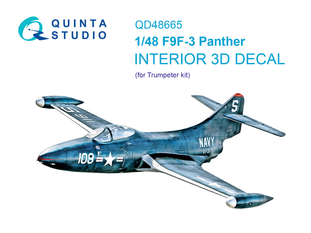 Grumman F9F-3 Panther 3D-Printed & coloured Interior on decal paper (designed to be used with Trumpeter kits)