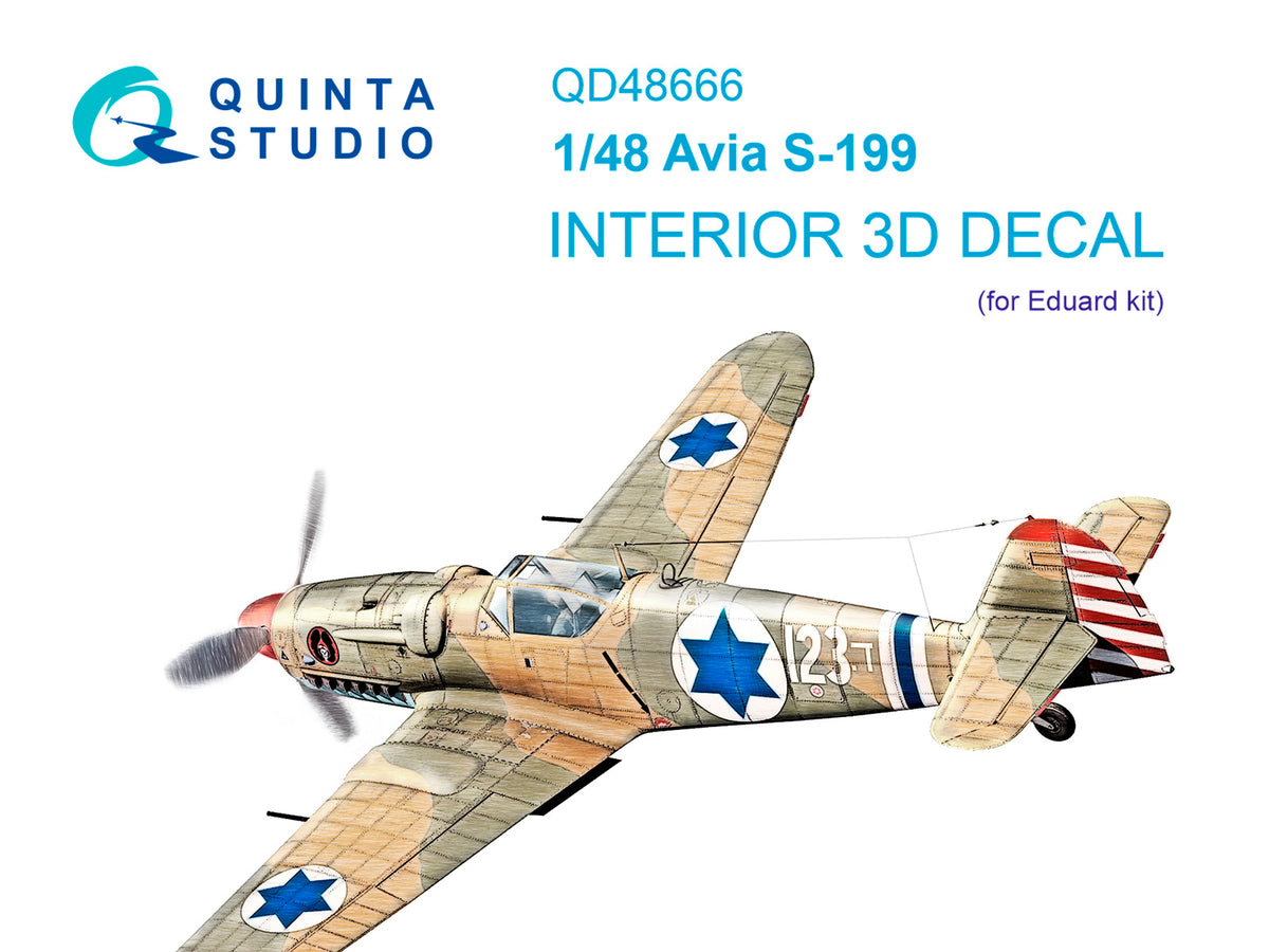 Avia S-199 3D-Printed & coloured Interior on decal paper(designed to be used with Eduard kits)