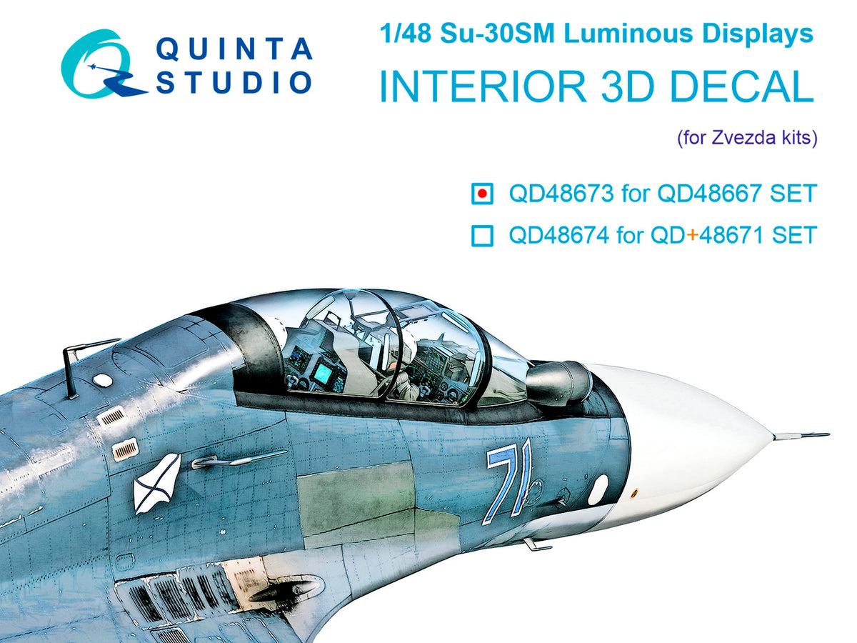 Sukhoi Su-30SM luminous displays for QD48667/QDS-48667 sets (designed to be used with Zvezda kits)